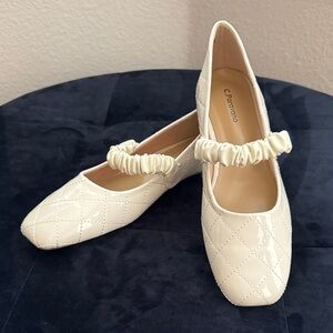 C.Paravano Elegant Cream Quilted Mary Jane  Flats